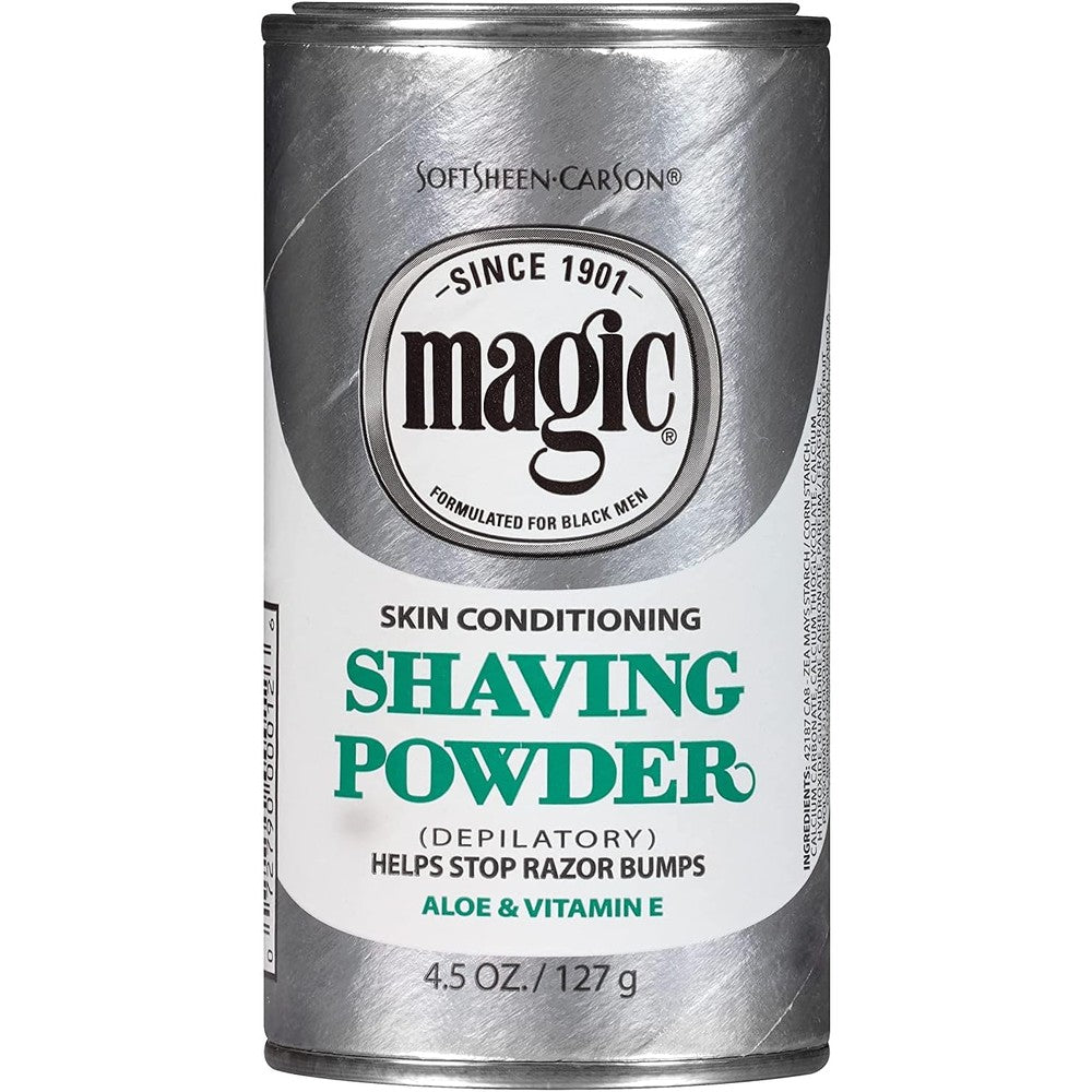 SoftSheen Carson Magic Shaving Powder Platinum case pack twelve front view authentic grooming depilatory