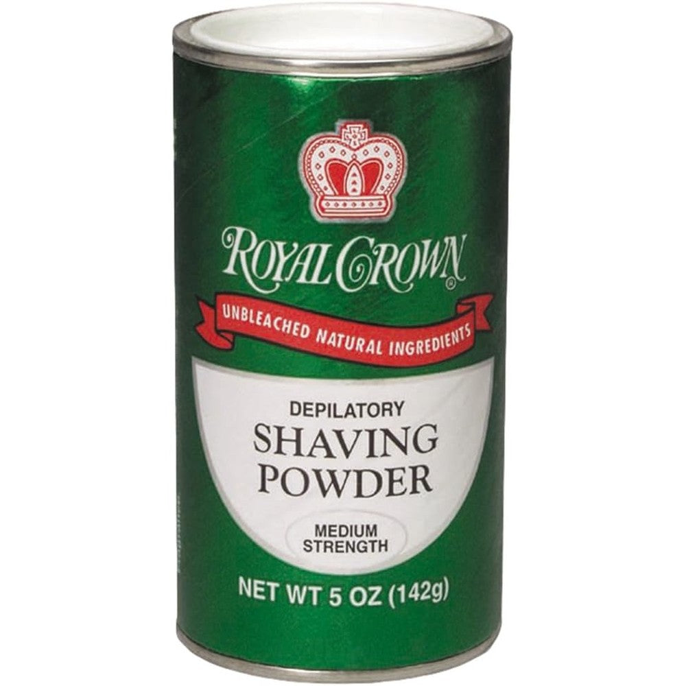 Royal Crown Shaving Powder Medium Green five ounce container front view authentic USA import