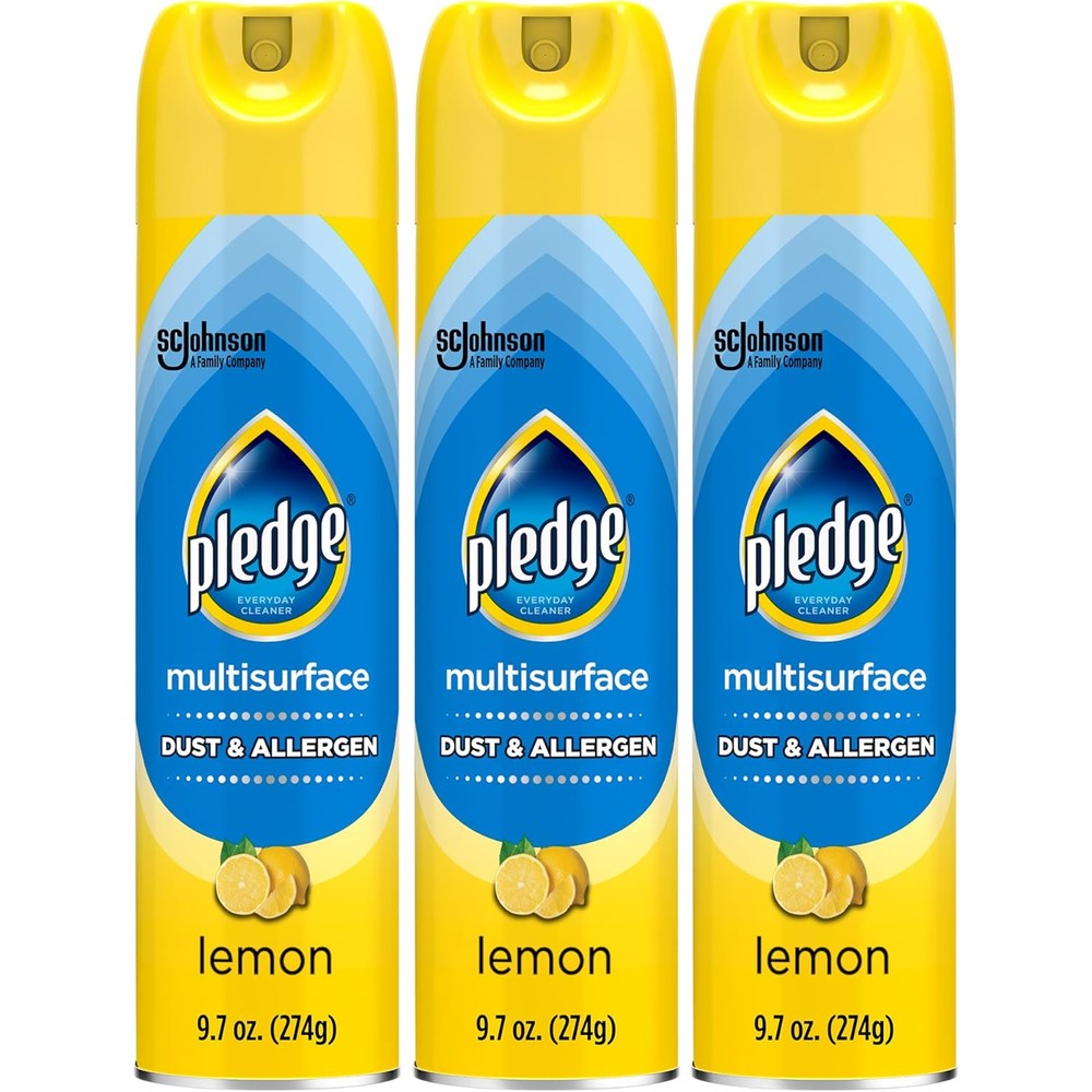 Pledge Dust and Allergen Multisurface Cleaner front view lemon scent furniture spray