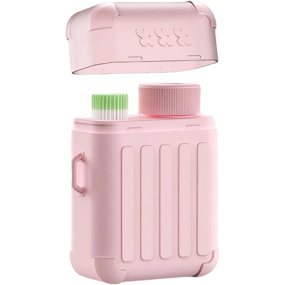 DJDZ ear piercing cleaner kit front view showing the pink luggage shaped portable storage box