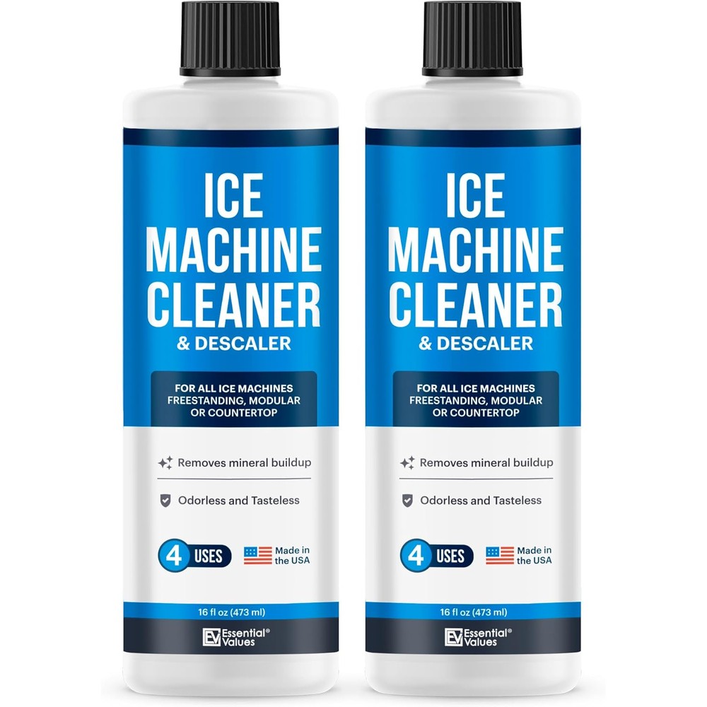 Essential Values Ice Machine Cleaner and Descaler front view bottle set