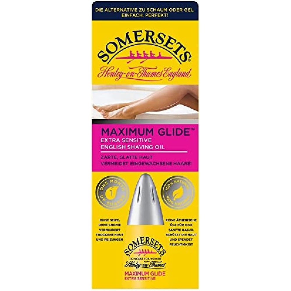 Somersets Maximum Glide Extra Sensitive English Shaving Oil front view premium grooming oil for sensitive skin