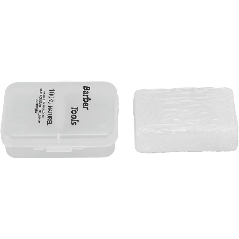 Anggrek Brrnoo after shave alum block front view with protective plastic case