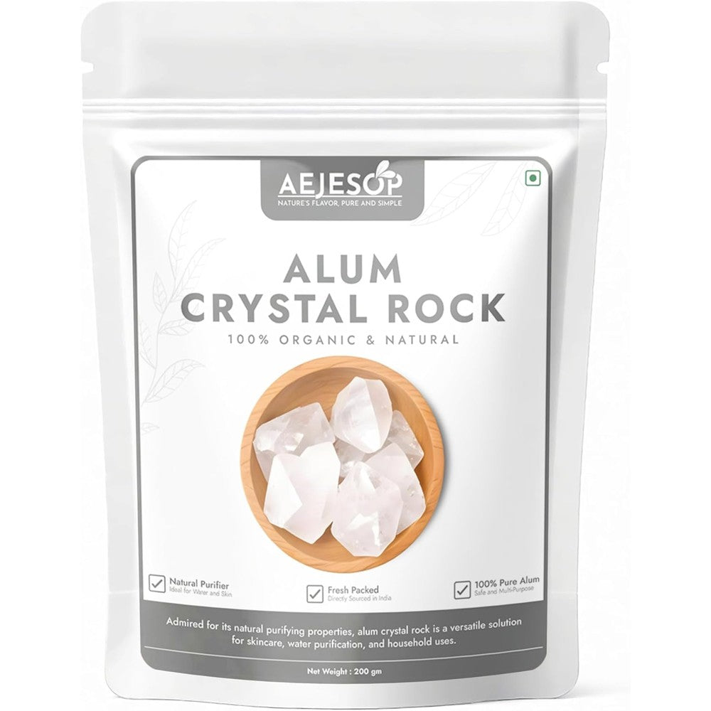 AEJESOP Alum Crystal Rock 200g package front view displaying natural potassium alum stone text.