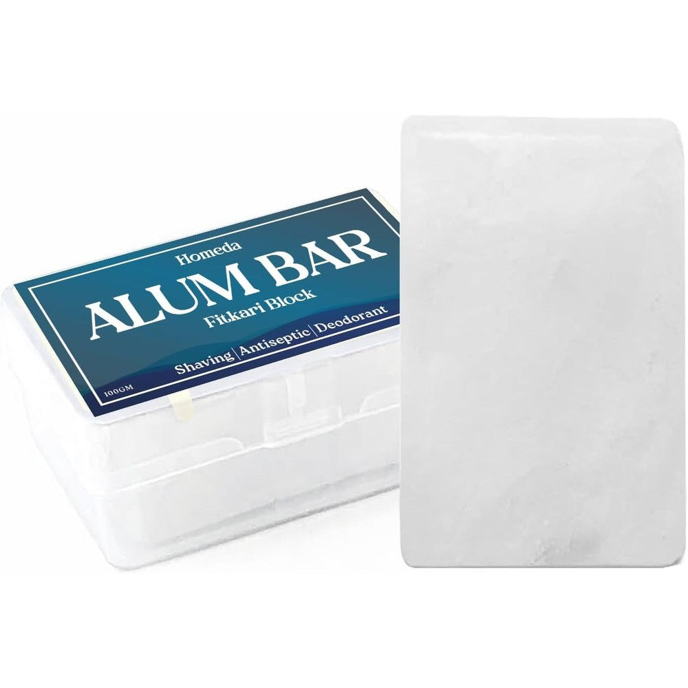 Homeda Alum Block for shaving front view with its transparent crystal structure.