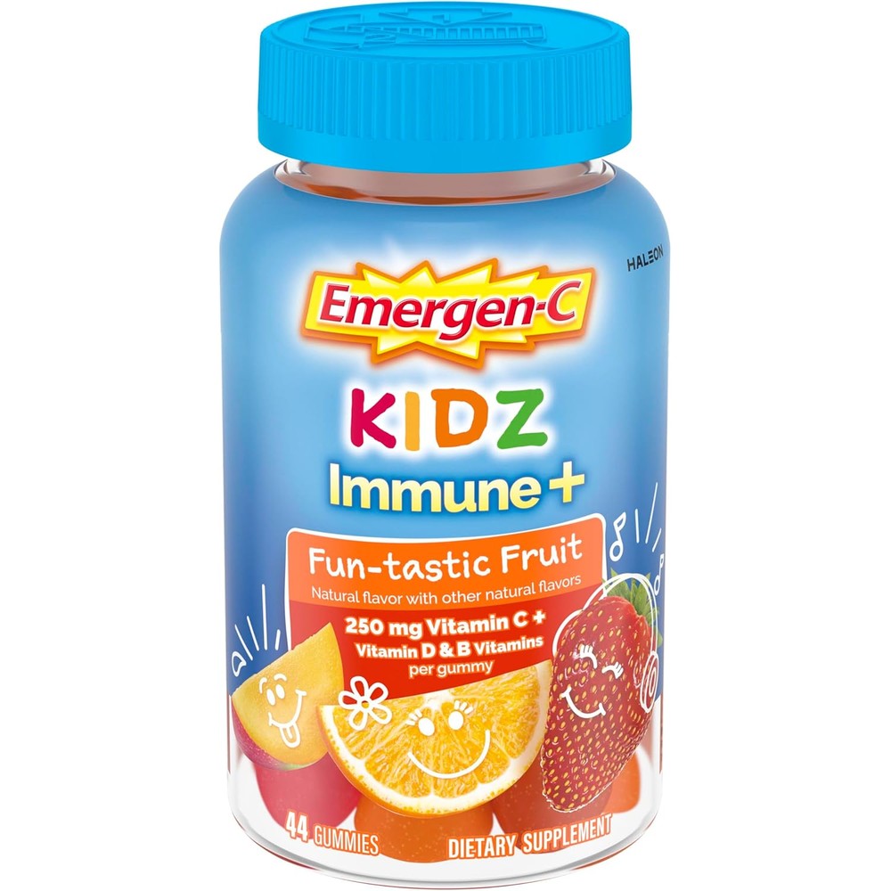 Emergen-C Kidz Immune Plus Vitamin C Gummies front view packaging for children's immune support.