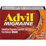 Advil Migraine 200mg liquid capsules front view fast migraine relief