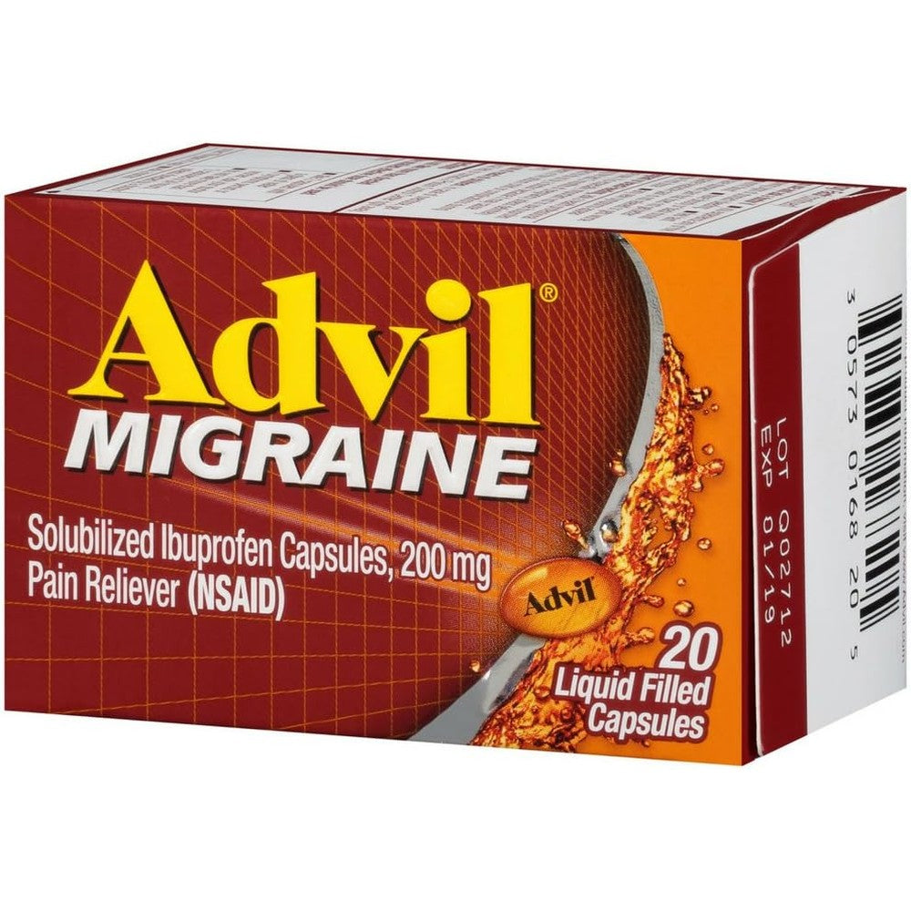 Advil Migraine 20 liquid filled capsules for fast migraine headache relief