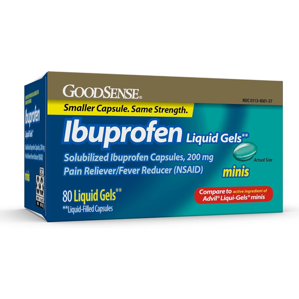 GoodSense Ibuprofen 200mg Mini Liquid Gels front view bottle