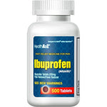Time-Cap Labs Ibuprofen 200mg 500 count bottle front view for imported pain relief.