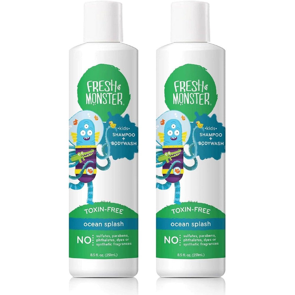Fresh Monster 2 in 1 Kids Shampoo and Body Wash Ocean Splash 2 Pack front view