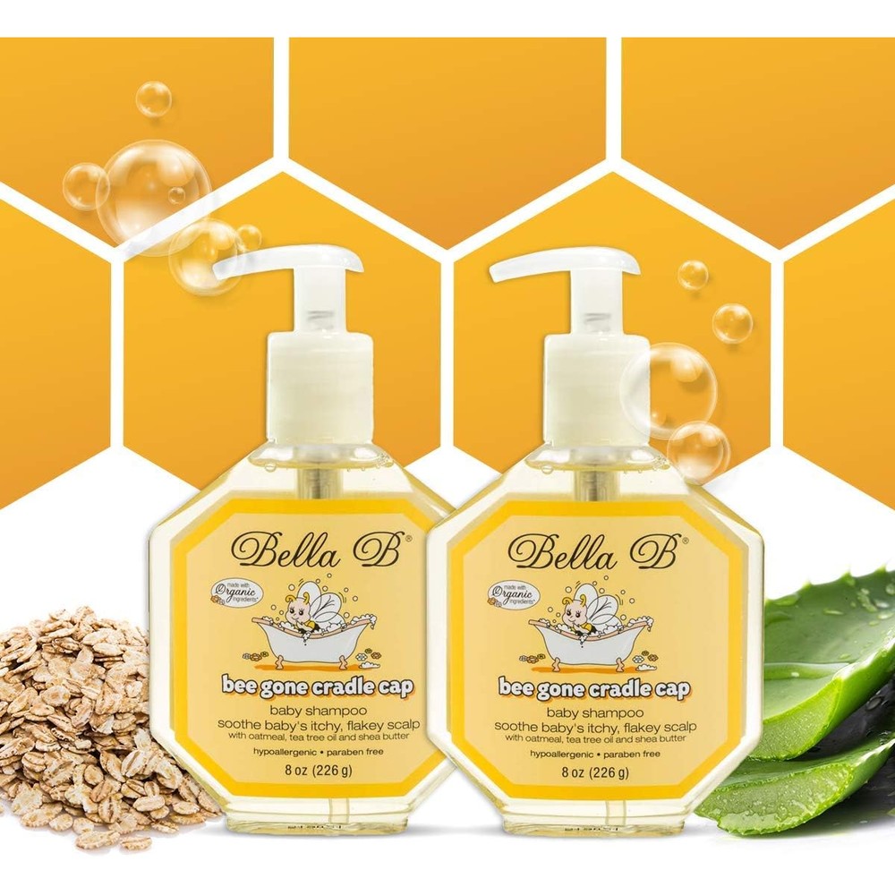Bella B Bee Gone Cradle Cap Baby Shampoo front view of two pack bottles