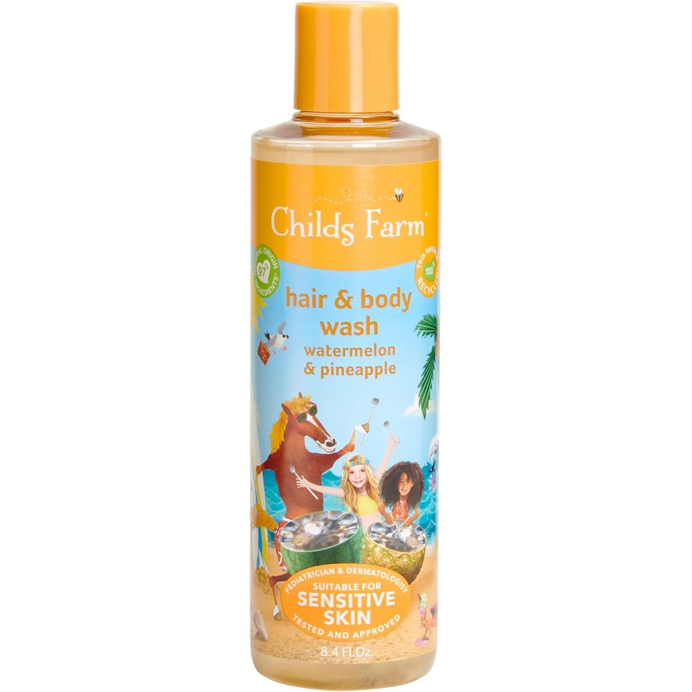 Childs Farm Watermelon and Pineapple Kids Hair and Body Wash front view authentic imported bottle