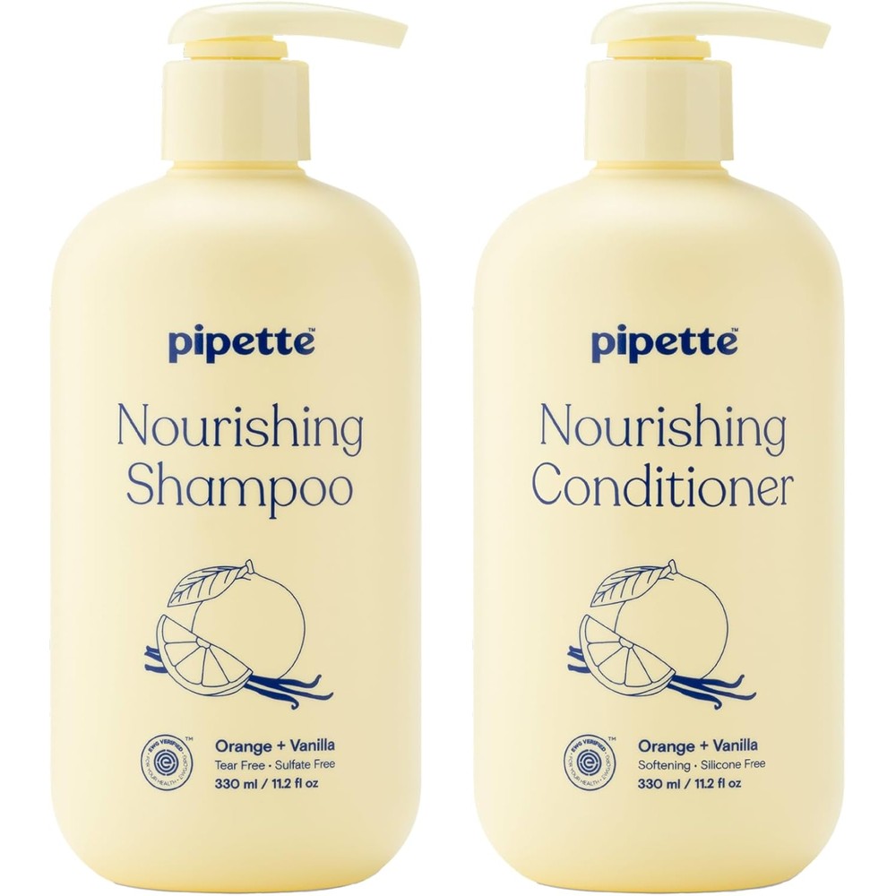 Pipette Daily Nourishing Shampoo and Conditioner Duo front view for kids hair care.