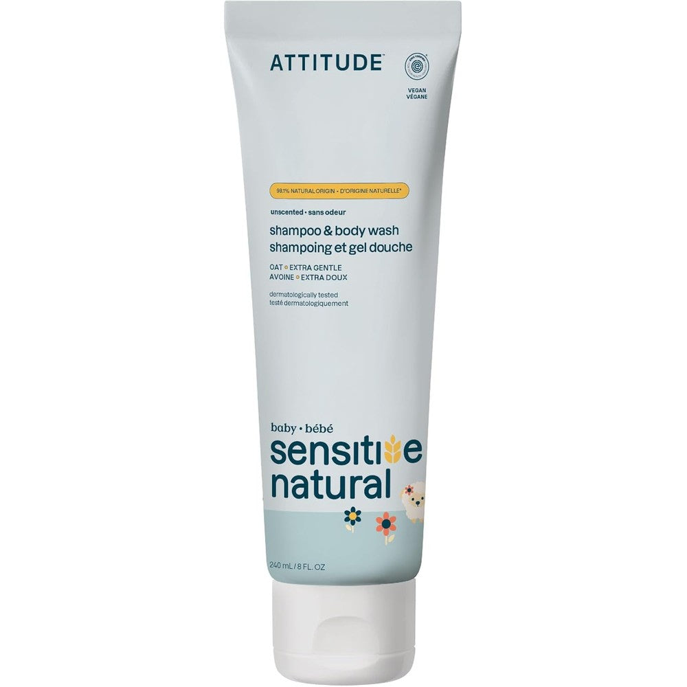 ATTITUDE Baby 2-in-1 Shampoo and Body Wash front view oatmeal enriched formula