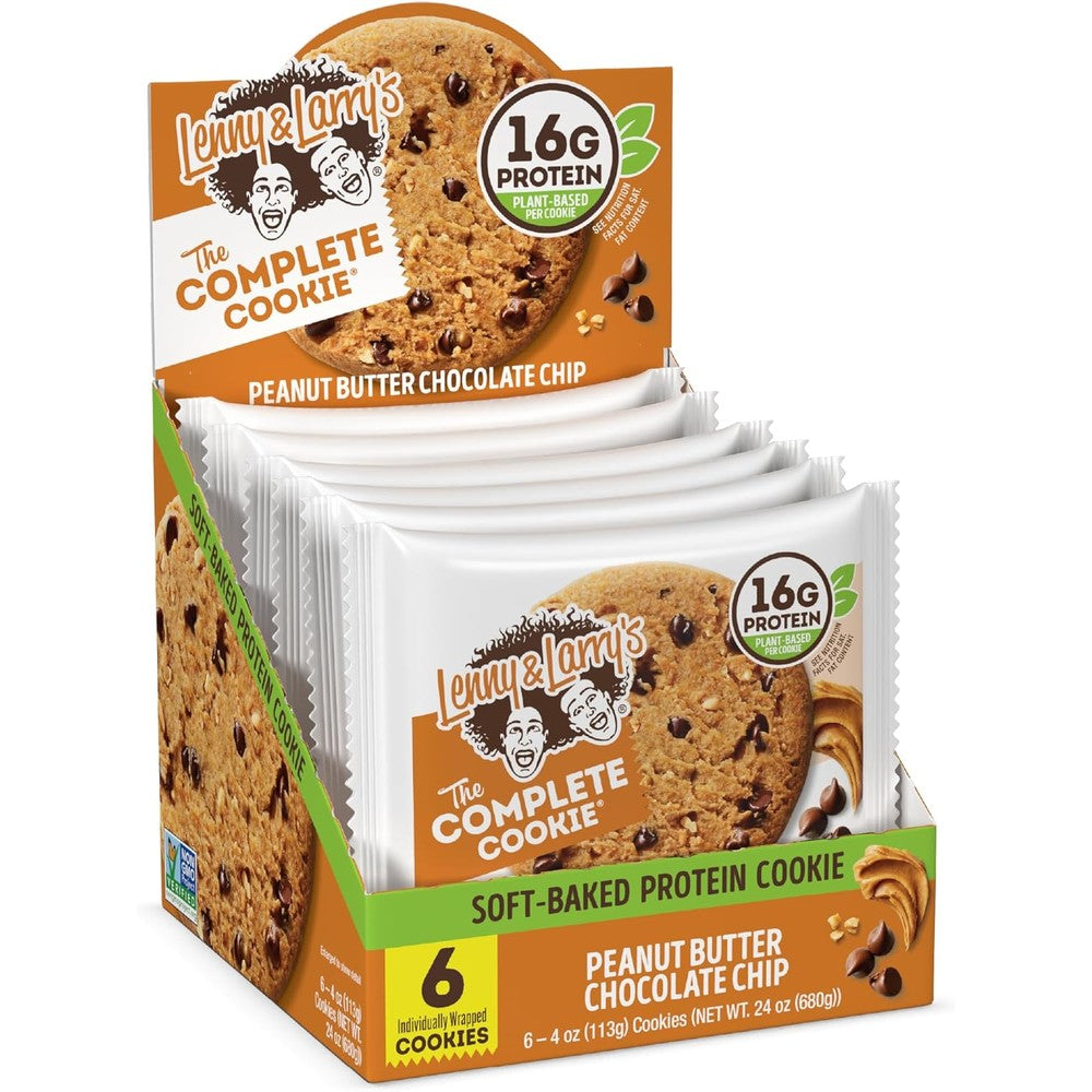 Lenny & Larry's Peanut Butter Chocolate Chip Protein Cookie front packaging view.