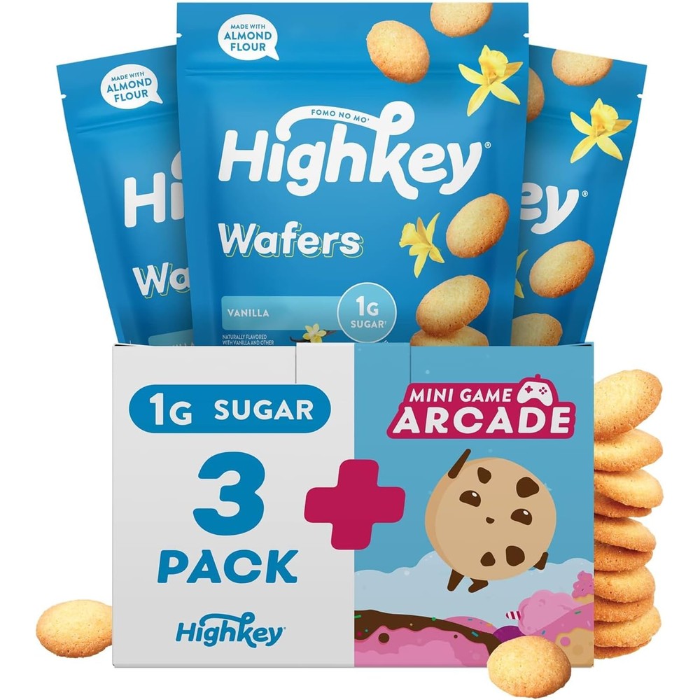 HighKey Vanilla Wafer Cookies 3 pack front view keto snacks
