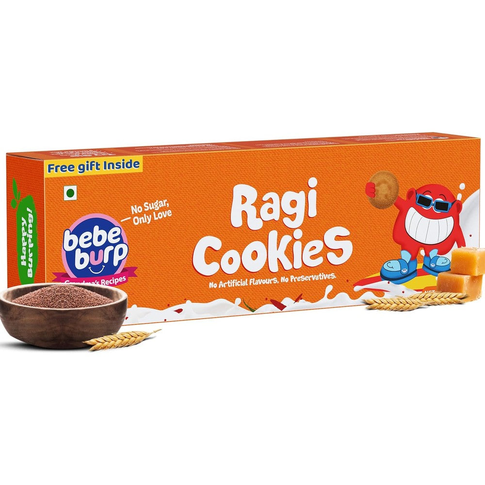 Bebe Burp Ragi Cookies 150 grams front packaging view