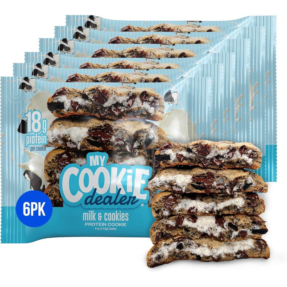 My Cookie Dealer Soft Baked Protein Milk Cookies front view individually wrapped snack.