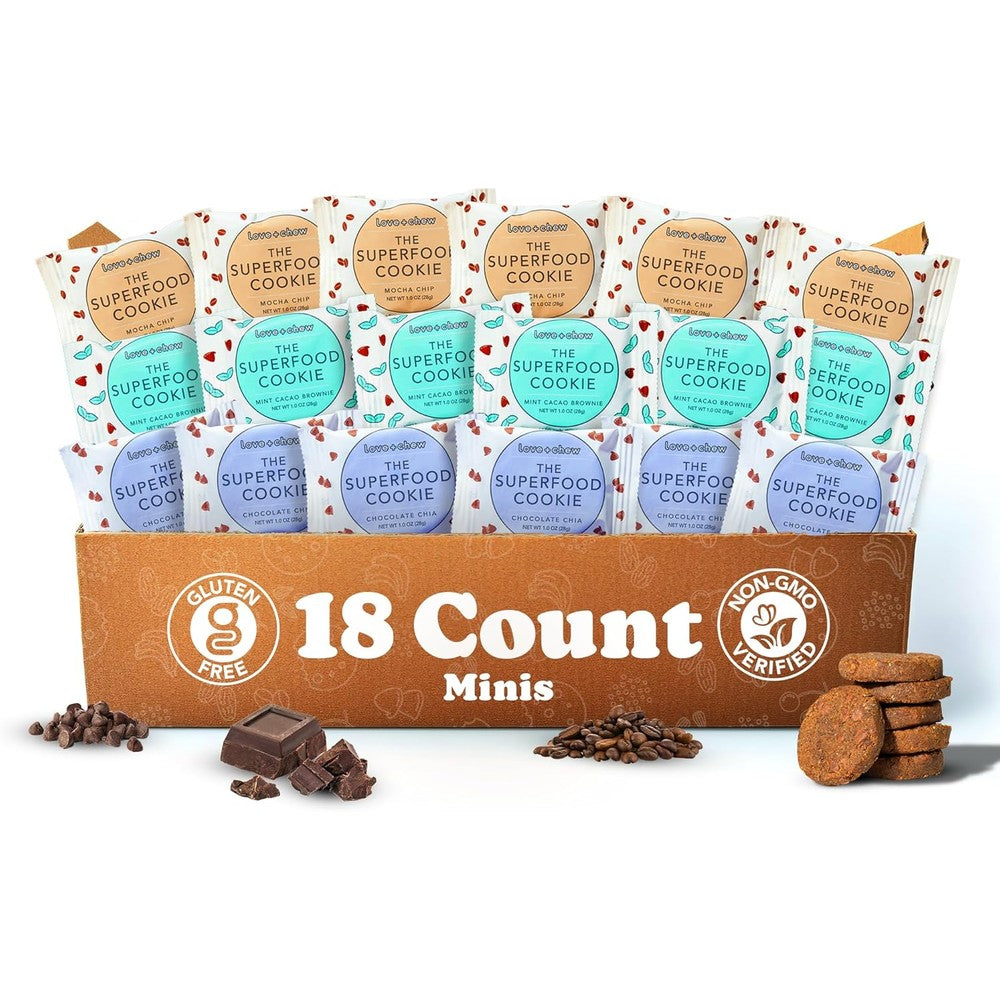 Love + Chew Mini Vegan Cookies 18 count variety pack front view