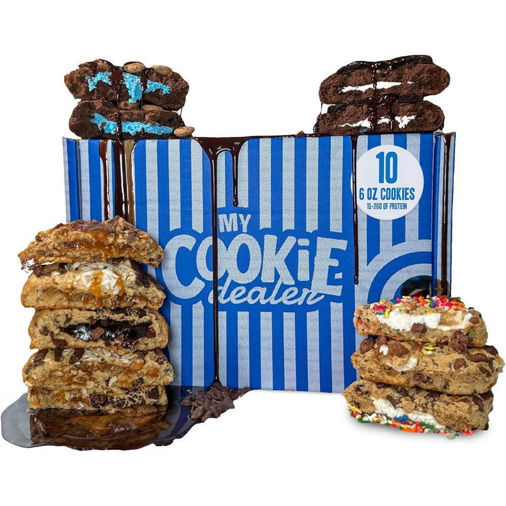 My Cookie Dealer Fresh Baked Protein Cookies Secret Stash front view variety box