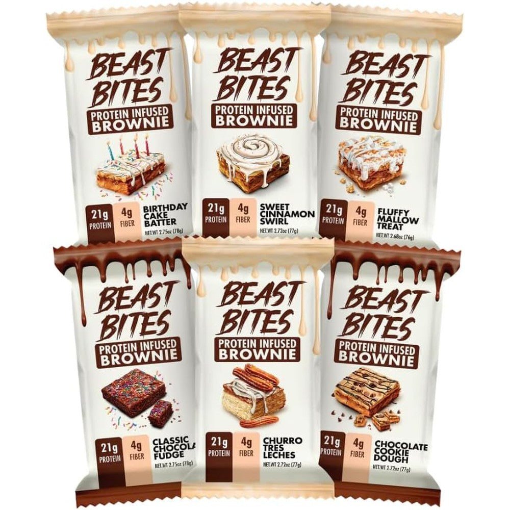 Beast Bites Protein Infused Brownies front view 12 pack variety box