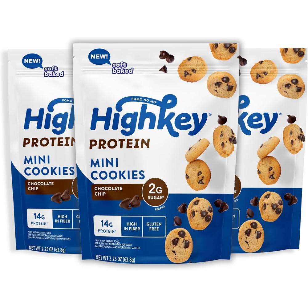 HighKey Protein Chocolate Chip Cookies 3 pack front view keto snack