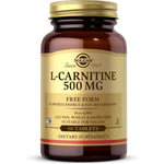 Solgar L-Carnitine 500 mg tablets for metabolism management and energy boost