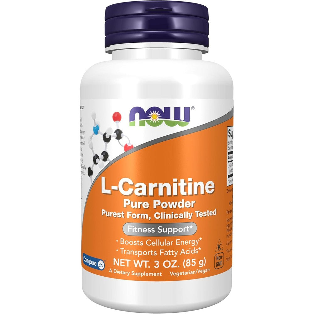 NOW Foods L-Carnitine Tartrate pure powder for fitness and energy boost