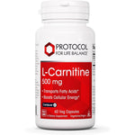Protocol For Life Balance L-Carnitine 500 mg front bottle view cellular energy supplement