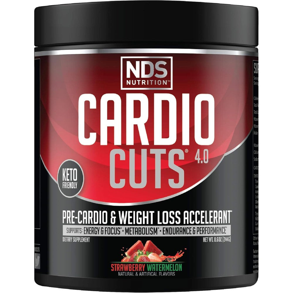 NDS Nutrition Cardio Cuts 4.0 Strawberry Watermelon front view pre-workout supplement