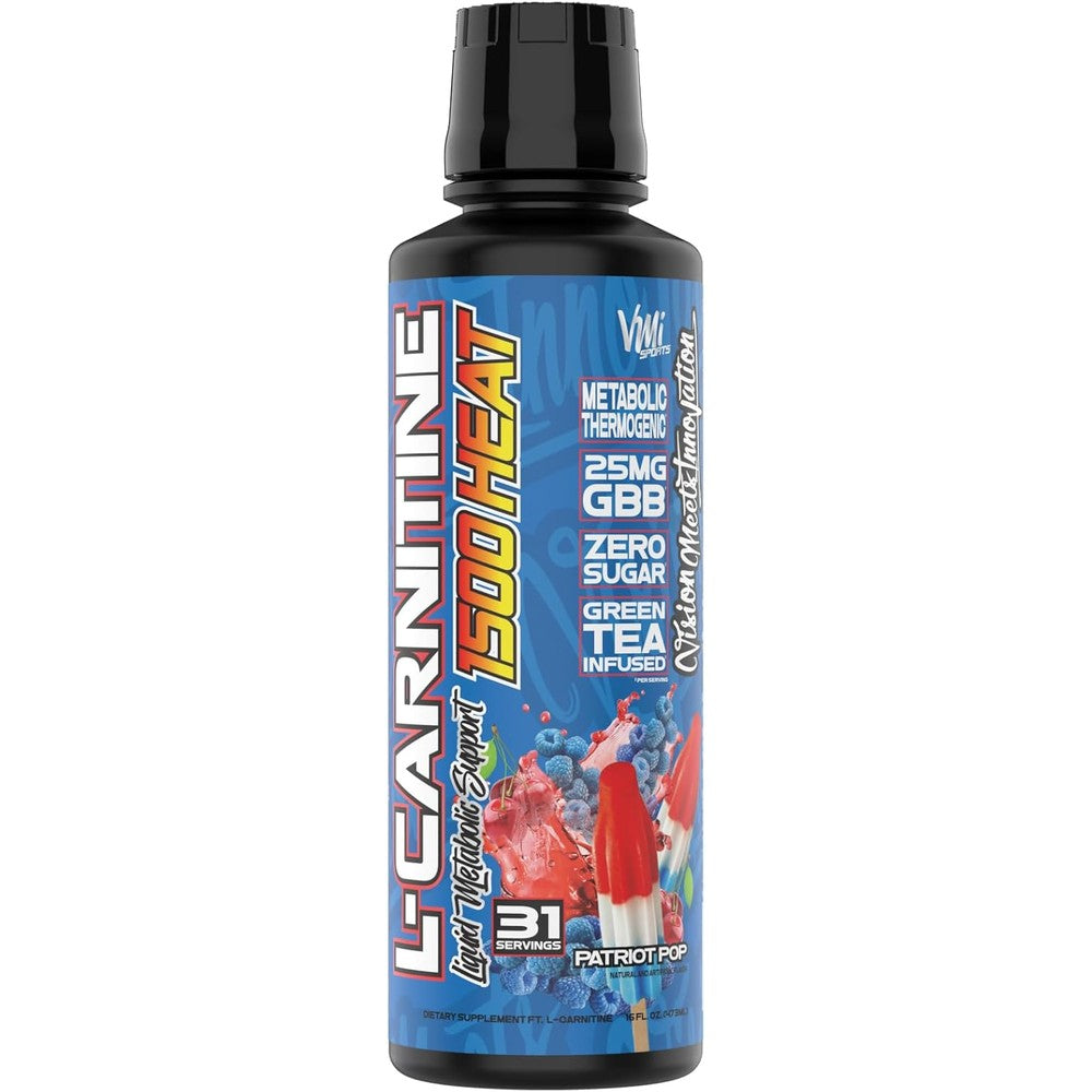 VMI Sports L-Carnitine 1500 Heat Liquid Patriot Pop front view thermogenic supplement