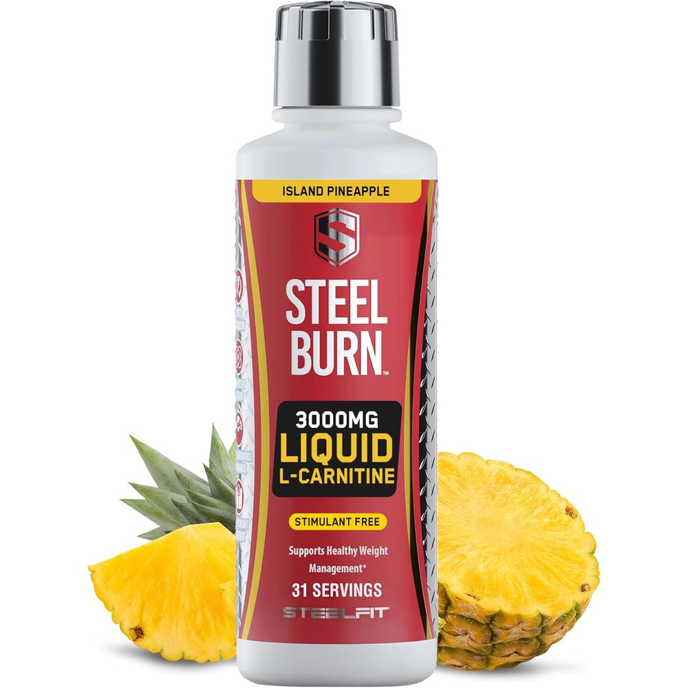 SteelFit Steel Burn Liquid L-Carnitine Island Pineapple front view premium fat burner