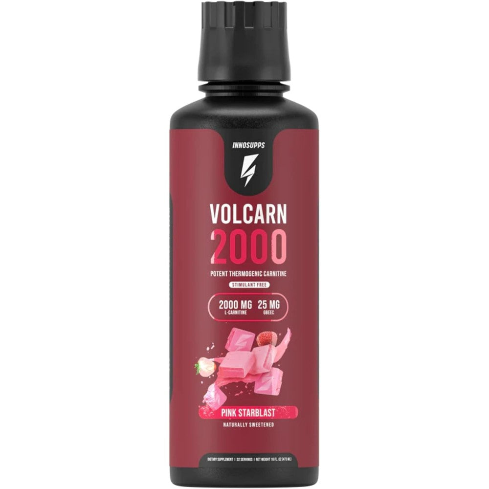 InnoSupps Volcarn 2000 Pink Starblast liquid bottle front view for thermogenic energy.