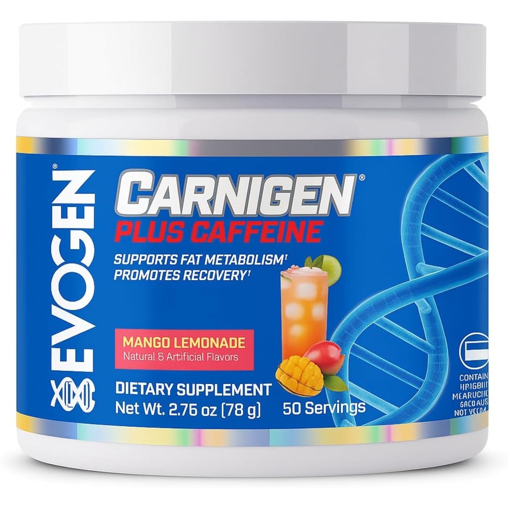 Evogen Carnigen Plus Caffeine powder in Mango Lemonade flavor for fat loss