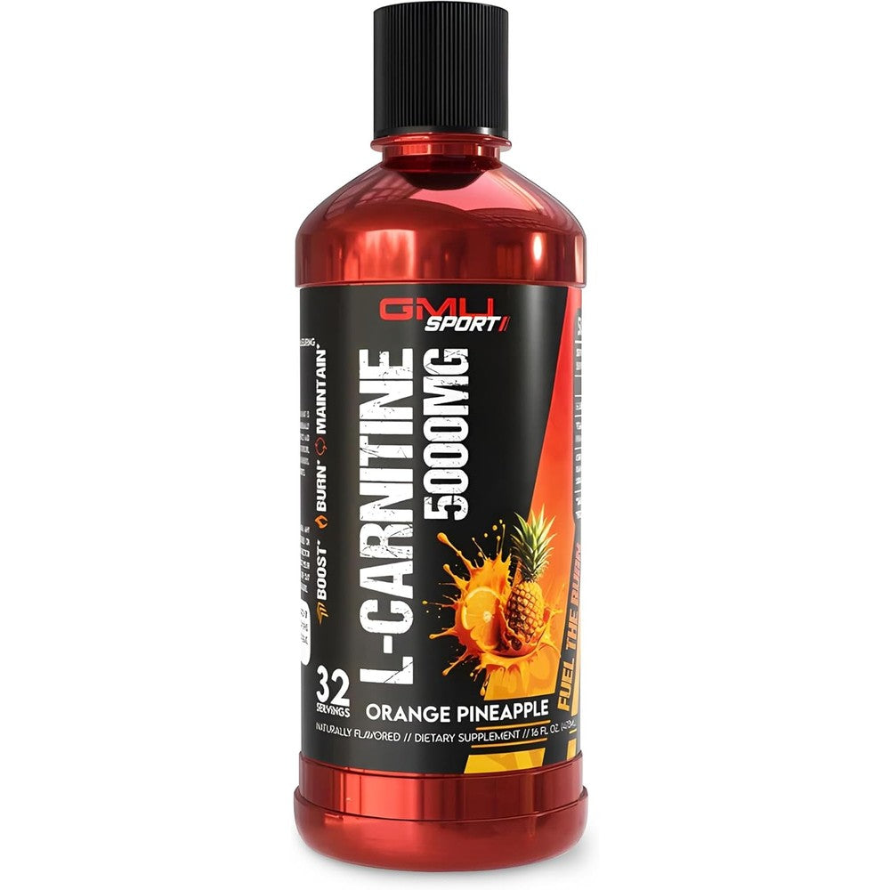 GMU Sport Liquid L-Carnitine 5000mg Orange Pineapple front bottle view for fat burn.