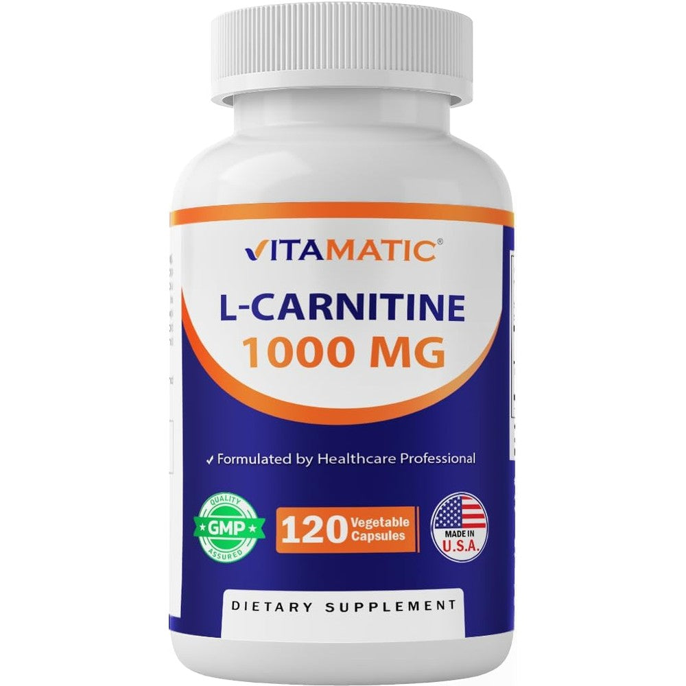 Vitamatic L-Carnitine Fumarate 1000mg bottle front view energy supplement