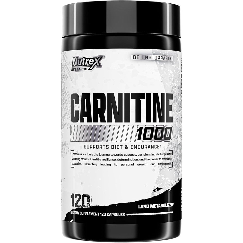 Nutrex Research Lipo-6 L-Carnitine 1000mg 120 capsules front bottle view for fat metabolism.