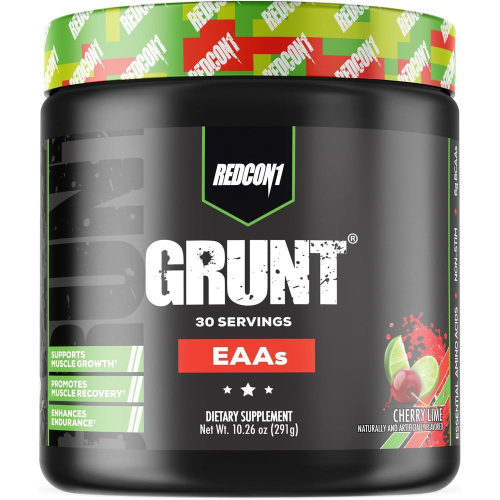 REDCON1 Grunt Essential Amino Acid Cherry Lime front tub view for muscle recovery