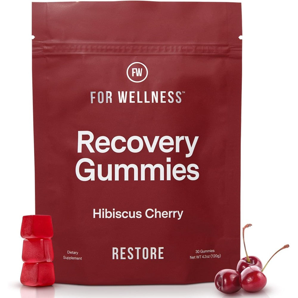 For Wellness Recovery Restore Gummies pouch front view for muscle recovery.
