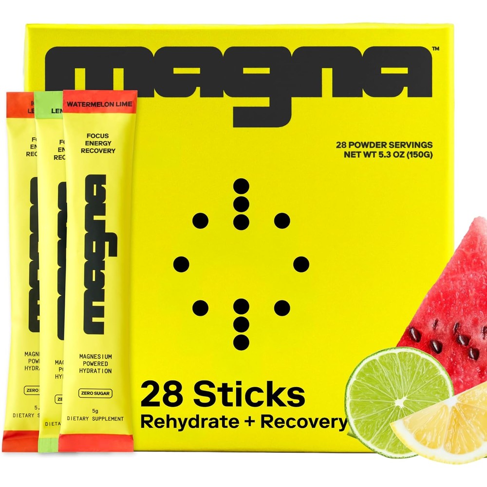 Magna Electrolytes Powder Drink Mix front view watermelon lime flavor hydration supplement.