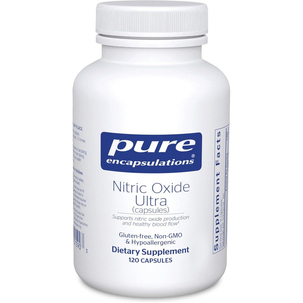 Pure Encapsulations Nitric Oxide Ultra 120 capsules front view for vascular health
