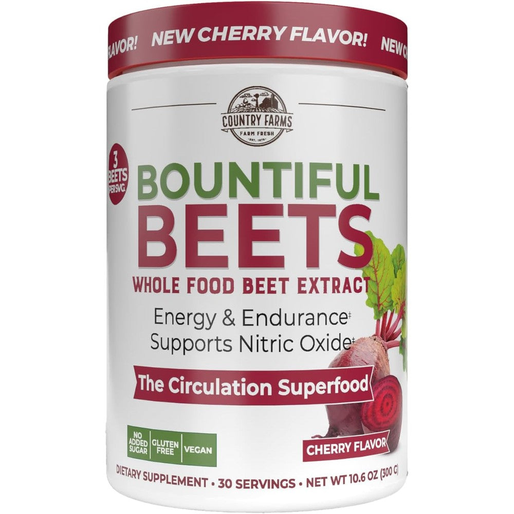 Country Farms Bountiful Beets Nitric Oxide Powder front view for circulation support.