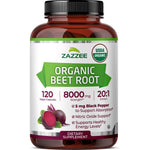 Zazzee Organic Beet Root 120 capsules front view bottle
