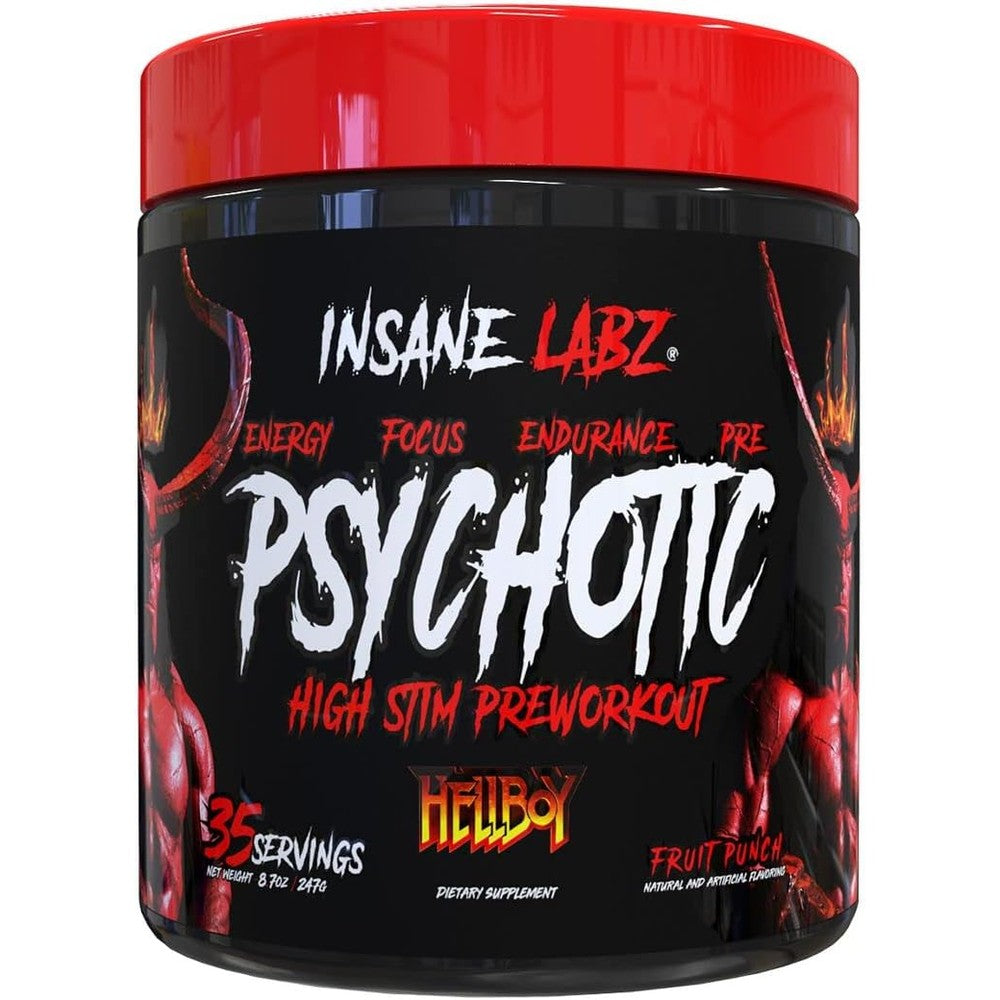 Insane Labz Hellboy Edition Pre Workout Fruit Punch tub front view