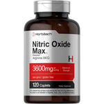 Horbäach Nitric Oxide Max 3600mg 120 caplets front bottle view pre workout booster.