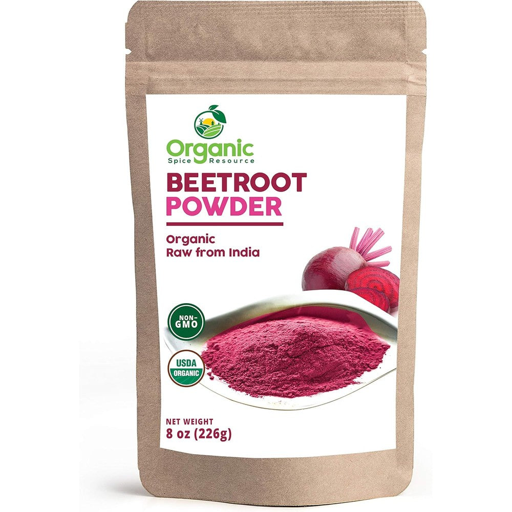Organic Spice Resource Raw Beet Root Powder 8 ounce front pouch view