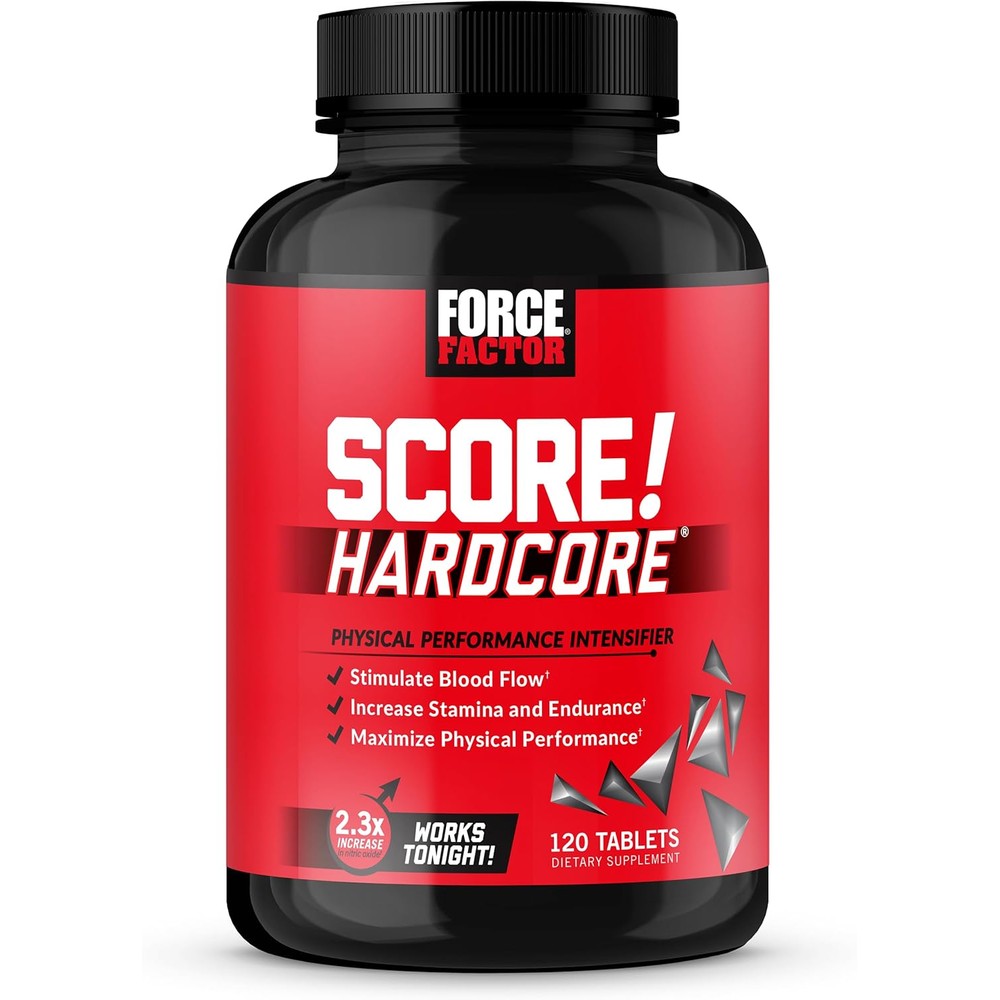 Force Factor Score Hardcore Nitric Oxide Booster 120 Tablets front view for male vitality