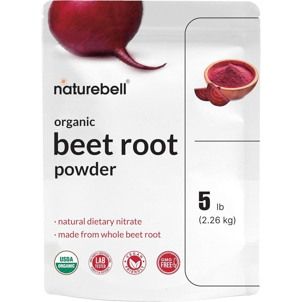 NatureBell Organic Beet Root Powder front view 5 pound bulk bag