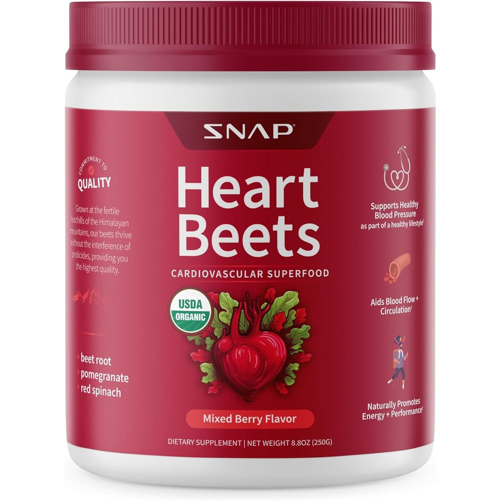 Snap Supplements Heart Beets Organic Beet Root Powder front view cardiovascular support